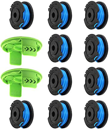 Greenworks G24LT Bobine de fil pour débroussailleuse Greenworks G24LT, G24LTK2, G24LT30M, G24LT30M, G24LT30MK2 (10 bobines + 2 couvertures)
