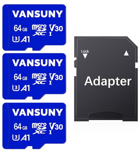 Vansuny Scheda Micro SD 64 GB Con Adattatore SD, A1, U3, C10, V30, Fino a 100 MB/sec(R)