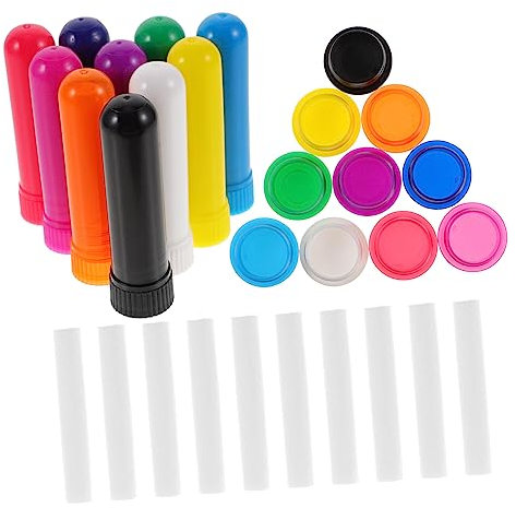 Healvian 50 Stück Bunte Aromatherapie-Flasche aus Kunststoff für ätherische Öle Leere Naseninhalatoren beheizte Augenpads ätherisches Öl Inhalatoren für ätherische Öle Duft-Inhalationsstab