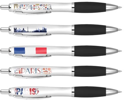 DV DESIGN 5 penne nere Parigi – Francia città francese punti di riferimento vacanze viaggio cancelleria scuola insegnante ragazze ragazzi set di compleanno #81394