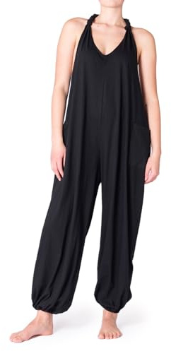 PANASIAM Jumpsuit Tapi - Overall Damen Sommer - lange Latzhose einfarbig | Unisex Einteiler mit Seitentaschen & Racerback, bequemes Outfit aus 100% Baumwolle, weite Schlupfhose für Freizeit & Reisen