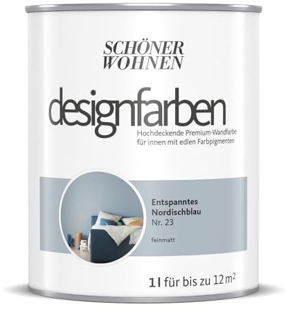 Schöner Wohnen-Farbe Wandfarbe Designfarbe Entspanntes Nordischblau, 1 l, Matt, Konservierungsmittelfrei