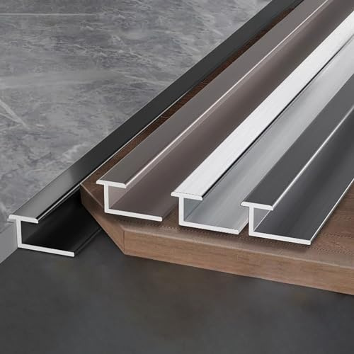 Fliesenschiene Übergangsleiste Laminat Übergangsschiene 135CM*2 Stück Fußbodenleisten Für Fliesen-Holzböden/PVC-Teppich, Extra Schmaler Reduzierer(Black,H:14MM)