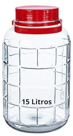 Bote de Cristal Grande con Asa de 15 Litros y Doble Tapa - Garrafa Grande de Vidrio de 15 Litros con Asa - Perfecto para Alimentos Humedos y Secos, Encurtidos, Artículos - Bidón de Vidrio Resistente