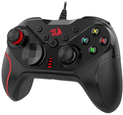 Redragon G710 Kabelgebundener Gaming-Controller, Schnellauslöser, ergonomisches Design, 4 programmierbare Tasten, anpassbare Makros, einstellbare Joystick-Höhen – Funktioniert mit PC, Android und NS