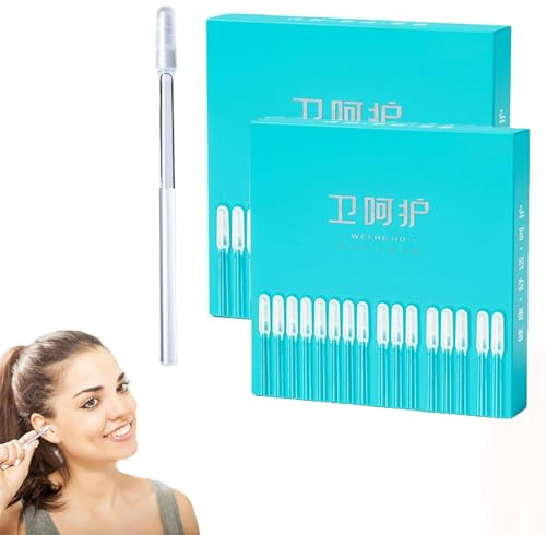 RUIENGCOMM 48PCS Ear Wax Removal Sticky Cotton swabs Professional Ear Cleaner Set Earwax Removal Tool Reusable Ear Sticky Cotton Buds Wax Removal Set for Children & Adults