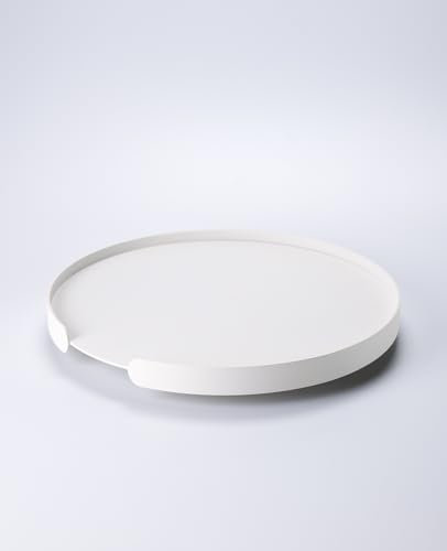 Tablett Outdoor Aluminium wetterfest – LILO, rundes Metalltablett Ø 38 cm, stabil & pflegeleicht, spülmaschinenfest & Kratzfest, für Wohnzimmer, Küche, Balkon & Garten, Made in EU (Cremeweiß)