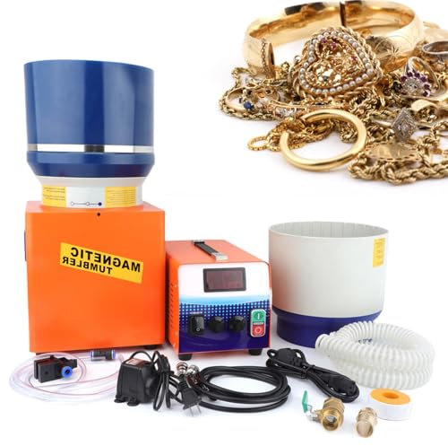 Magnetic Tumbler Jewelry Polisher,3l Cleaning Capacity,Professional Magnetic Polisher Finisher With Wet Dry Polishing Barrel &Control Panel For Jewelry/Metal Parts/Hard Plastic