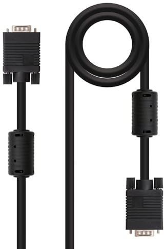Brightium Cable SVGA 10 m con ferrita, HDB15/M a HDB15/M, ideal para conexión de monitores y dispositivos de video.