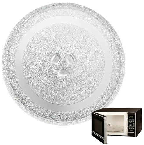 Cfcyhla Piatto da forno a microonde in vetro 24,5 cm, piatto universale per forno a microonde, piatto girevole liscio con 3 gommini