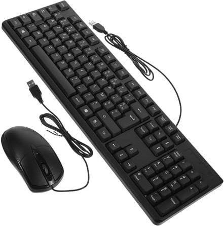 PHENOFICE Wired Keyboard and Mouse Set 1 Set Wired French Character Keyboard and Mouse Usb Quiet and Simple Office for Computer and Laptop Use Qwerty Uk Layout