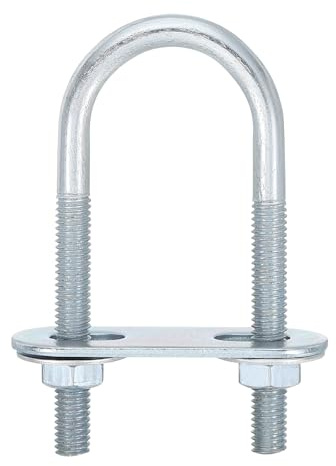 QUARKZMAN 6Pcs Pernos en U Redondos M6, Ancho Interior de 25mm, Longitud de 70mm Perno de Abrazadera en U con Tuercas y Placas, de Acero al Carbono para Reparación Tuberías y Industriale