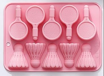 UR URLIFEHALL 2 Stück Silikonformen Badmintonschläger Sport geformte Backformen für Kuchen handgefertigte Seife Muffin Käsekuchen, Brownie Schokolade