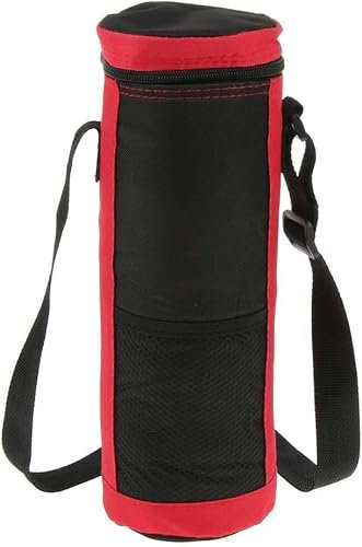 2L Waterproof Insulated Cooler Bag, Oxford Cloth Water Bottle Bag, Insulated Inner Keep Cool Carry Bag with Strap (Red)
