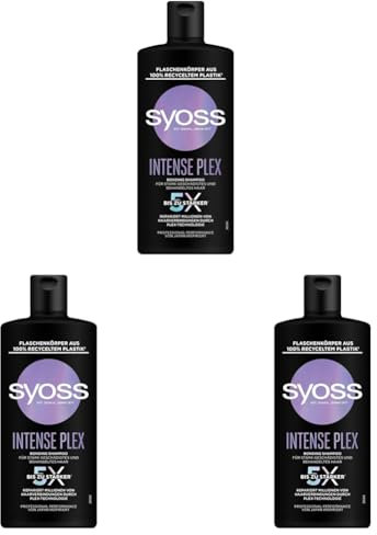 Syoss Shampoo Intense Plex (440 ml), Haarshampoo für stark geschädigtes und behandeltes Haar, Hair Repair Shampoo repariert Millionen von geschädigten Haarverbindungen & stärkt, mit Plex-Technologie
