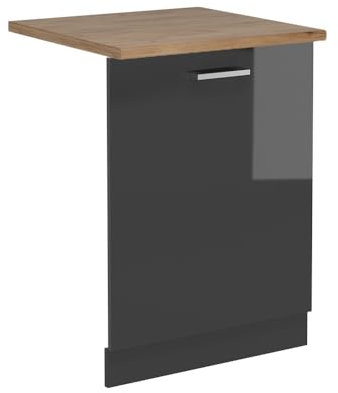 Vicco Tapa del lavavajillas R-Line, Antracita Alto Brillo, 60 cm, ET Roble