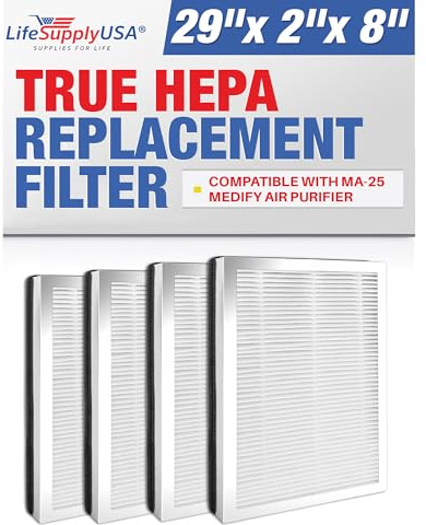 True HEPA Filter 4-Pack Replacement Compatible With MA-25 Medify Air Purifier by LifeSupplyUSA