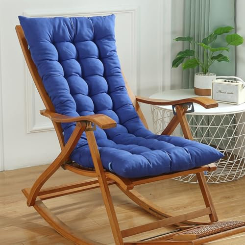 Generisch Hochlehner Auflagen 8cm, Gartenstuhlauflagen Hochlehner 120x50 Mit Bändern, Bequeme Sitzauflagen Gartenmöbel, Stuhlauflage Sitzkissen Indoor Outdoor Rückenlehne Auflage,Royal Blue