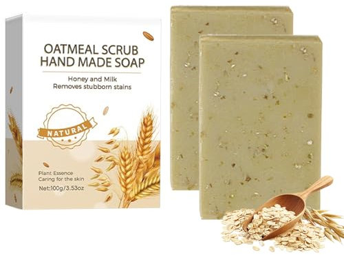 Nolvia Soap, Nolviasoap, Haferflockenseife, Bio-Seifenstück, Natürliche Bio-Seife aus Milch, Feuchtigkeitsspendende Peeling Seife für Gesicht und Körper (2)
