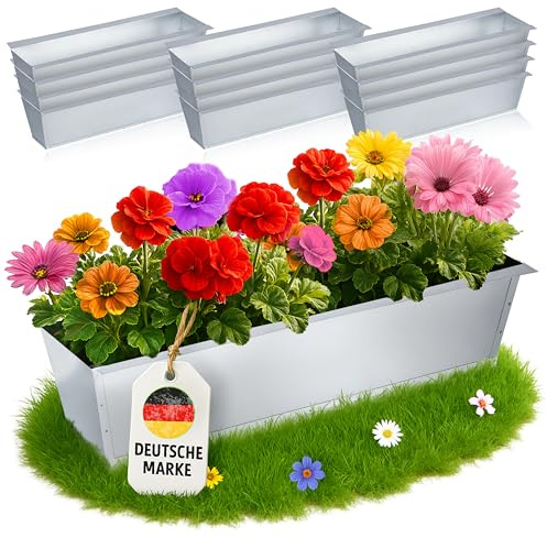 MC-Trend Fioriera per pallet europei – metallo zincato – resistente alle intemperie e alla ruggine – fioriera da balcone con fori di scarico – 38,1x13x9 cm – 247 g – resistente ai raggi UV