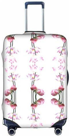 VXXNlnn Housse de Protection Valise - Vintage Rose Lotus Fleur Imprimer Bagages Accessoires de Voyage, Housse de Bagage Extensible pour Voyage D'affaires, blanc, XL