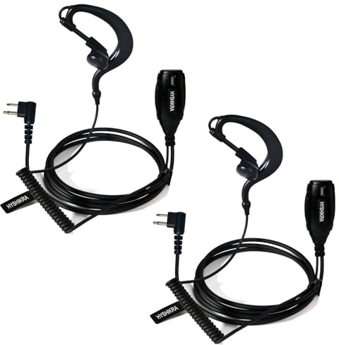 HYSHIKRA 2-poliges Headset mit Mikrofon Big PTT (G-förmiges, 2) | kompatibel mit Motorola DP1400, CP040, GP300, GP88, Zwei-Wege-Radio-Ohrhörer für Sicherheits-Bodyguard