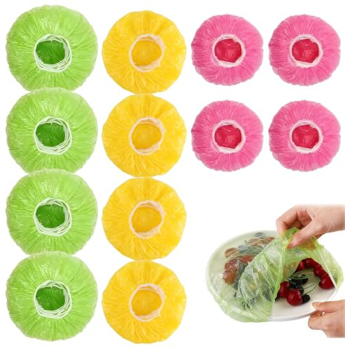 90PCS Food Covers Plastic Stretch, Elastic Reusable Cling Film Bag Elastic Plastic Food Storage Covers Preserving Lids, Plate Cover for Pet Ttins/Fruit/Vegetable/Meat Preservation/Bread Proofing