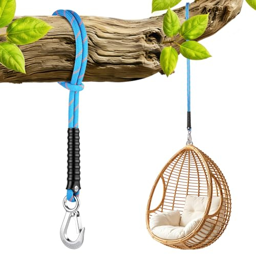 Corde de Fixation pour Balançoire 100cm, Jusqu'à 440lbs, Bleu-1 Pièce | Corde de Suspension en Polyester avec Griff, Anti-Rouille, Adaptée pour Hamac Chaise Suspendue Jardin, Diamètre 10mm