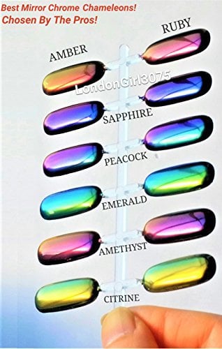 TOP GRADE ULTRA FINE MIRROR CHROME 3-COLOUR SHIFT CHAMELEON POWDER PIGMENTS FOR NAILS - 3ML POT WITH 0.5G OF EACH COLOUR PIGMENT - UK SELLER