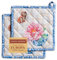Maison d'Hermine Pot Holders100% Cotton Set of 2 Pot Holders 20cm x 20cm with Loop Heat Resistant Grilling Microwave Barbeque Handling Hot Pans - Gifts for Mothers Day Spring/Summer (Canton)