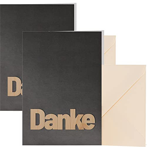 myZirbe Besondere Grußkarte, Danke Karte, Freundschafts Karte, mit Echtholz Zirbenholz Holz Danke, Farbe:2 Stk.