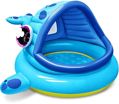 JOYIN Piscina Infantil Hinchable con Parasol para Niños 137 x 142 x 71cm Ballena Piscinas bebé Infantiles, Flotador de Natación Juguetes de Fiesta de natación