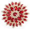 HEEPDD Kristallglas Dekoration, Kristall Blume Schuhclips Vintage Kristall Brosche für DIY Hochzeit Dekoration Haarschmuck Gold Basis(Rote goldene Unterseite)
