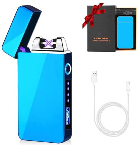KIPIDA USB Elektronische Feuerzeug,Lichtbogen Feuerzeug,Geschenke zum Valentinstag,Touchscreen Elektro Feuerzeug LED Dual Lichtbogen ARC Feuerzeug,Winddicht Plasma Feuerzeug für Männer Damen Geschenk