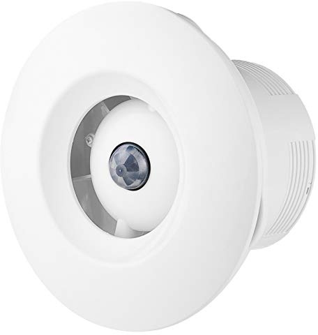 VONLIS Badlüfter Ventilator Wand Decke Niederspannung rund Ø 100 mm Bewegungsmelder