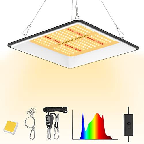 KOSCHEAL KT600 LED Grow Light Use with LM301B LEDs Sunlike Full Spectrum Grow Lights for Seedlings Indoor Plants Veg and Bloom Growing Lamps for 2x2ft Coverage Output 65W±5%