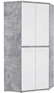 Furniture24 Eckkleiderschrank Canmore CNMS829 EckSchrank, 2 Türiger Jugendzimmer Schrank mit 2 Kleiderstangen und Einlegeboden