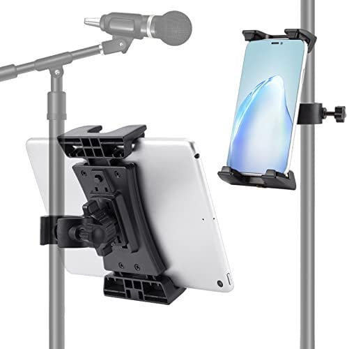 Tablet Halterung Mikrofonständer, Tragbare iPad Halterung Mikrofonständer, Universal Tablet Halter Notenständer Kompatibel mit iPad Mini, iPad Air, iPad Pro und iPhone 4,7-12,9 Zoll