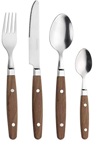 Prima Collection, Set da 24 Posate Serie Country in Acciaio Inox Nichel Free, con Manico Colore: Legno, con Scatola Regalo