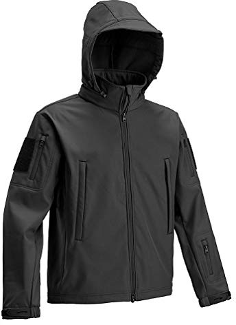 DEFCON 5 Giacca Tattica Softshell con Cappuccio Staccabile OD Green Black Coyote Brown D5-3430 OD B CB (Black, XXL)