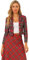 Allegra K Blazer Court à Carreaux Preppy à Carreaux Extensible à Revers crantés pour Femmes Rouge L