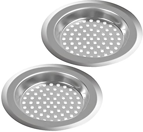 Mikihat 2Pcs Filtre évier Cuisine, Filtre à évier en Acier Inoxydable, Filtre Lavabo Salle de Bain,Grille pour évier Cuisine pour Isoler les Scories et Empêcher des Débris Obstrués-75mm