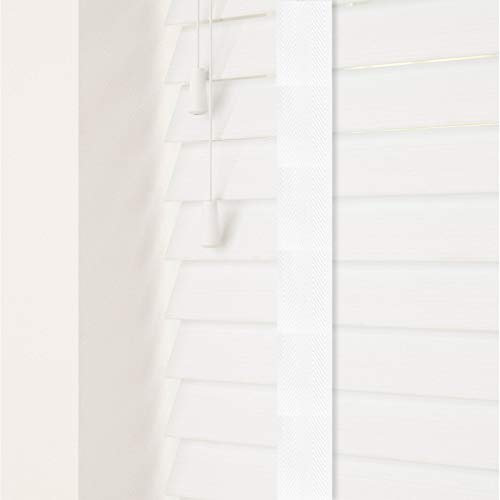 Custom Made To Measure Faux Wood Fine Grain Venetian Blinds With Tapes (50mm Slats) (UpTo 120cm (Width) x 130cm (Length), Ultra White)