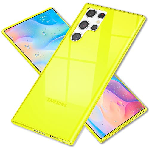NALIA Neon Silikonhülle für Samsung Galaxy S22 Ultra - Hülle, Gelb | Rutschfester Grip in der Hand, Kabelloses Laden, Bündiger Kamera-Abschluss, Erhöhter Rand zum Ablegen, VIBE