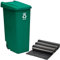 Contenedor Wellhome Reciclo 110 litros, cerrado con tapa, ideal para reciclaje de vidrio, con ruedas + 3X Bolsas de basura de 10 unidades