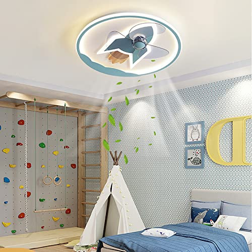 Ventilador de Techo con Luz y Mando a Distancia Moderno Lampara Ventilador Techo LED con APP Pequeño Ventilador de Techo Silencioso con Iluminación para Dormitorio Habitación Infantil, Azul
