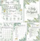 BIROYAL Babyparty Spiele | 60 Karten zum Ausfüllen | 6 Babyshower Spiele für Junge und Mädchen (je 10 Stk.) inkl. Ratespiel | beidseitig Bedruckt | Deko Baby Shower Party Spiel - Eucalyptus