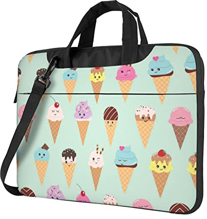 Tragbare Laptoptasche mit Eistüten und Schulterriemen, Schwarz, 13 inch
