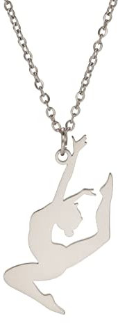 Amaxer Gymnastik Halskette für Mädchen Edelstahl Gymnastik Schmuck Geschenke Anhänger Halskette für Turnerin Frauen Mädchen, L50, Edelstahl