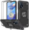 KANSi Funda para OPPO A16 / OPPO A16S / OPPO A54S, Cristal Vidrio Templado [2 Piezas] Capa Anillo iman Soporte Hard PC y Silicona TPU Antigolpes Armor Carcasa - Negro